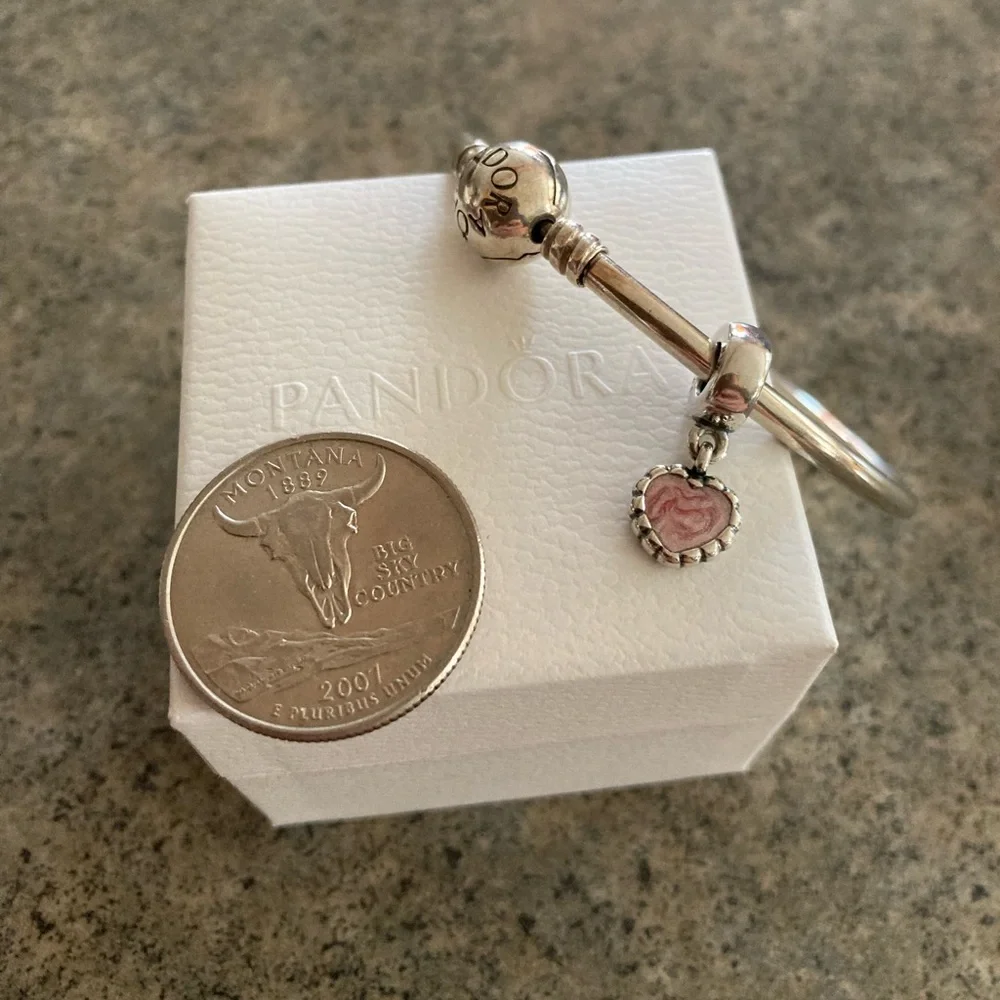 📿 Retired [Pandora] 925 Heart Young Love Pink Charm Dangle Bead Pendant, EUC - Picture 2 of 6